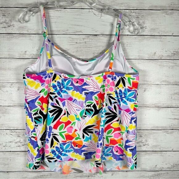 Caribbean Joe Tropical Tiered Tankini Swim Swimwear Bathing Suit Top 16 - Picture 2 of 5